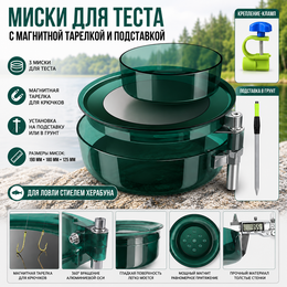 Миски для теста с магнитной тарелкой и подставкой (3 миски) Миски для теста с магнитной тарелкой и подставкой (3 миски)