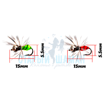 Нимфа (обманка) TAB "GR" (15мм - 0.15г) - 2шт.