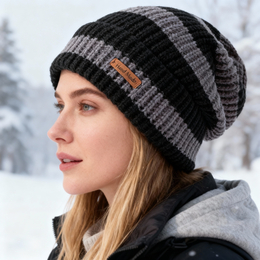 Вязаная шапка "Linginden mod35/1" (черно в полоску, унисекс) р.55-60 Вязаная шапка "Linginden mod35/1" (черно в полоску, унисекс) р.55-60