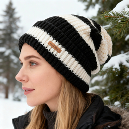 Вязаная шапка "Linginden mod35" (черно в полоску, унисекс) р.55-60 Вязаная шапка "Linginden mod35" (черно в полоску, унисекс) р.55-60