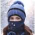 Женская вязаная шапка "Linginden mod8/1 blue" с маской
