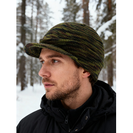 Вязаная шапка "Linginden mod37/1" (камо с козырьком)  р.55-58