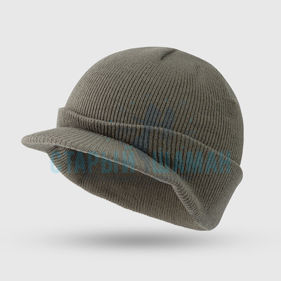 Рыболовная вязаная шапка "Linginden mod37/4" (серый с козырьком)  р.55-58