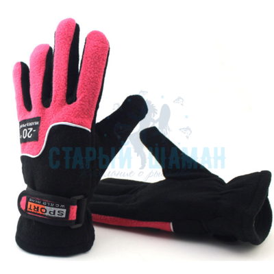 Флисовые перчатки "Holygolem mod11/3" (розовые с черным) размер M