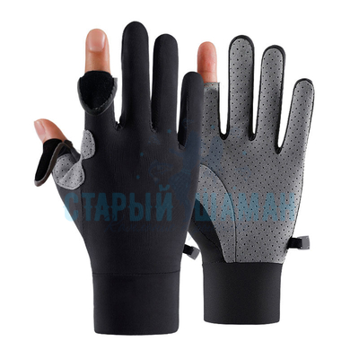 Рыболовные перчатки "Holygolem mod25 Effective Ice" (размер L, цвет черный с серым) 