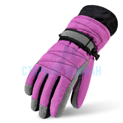 Теплые зимние перчатки Lambushka фиолетовый (размер L)